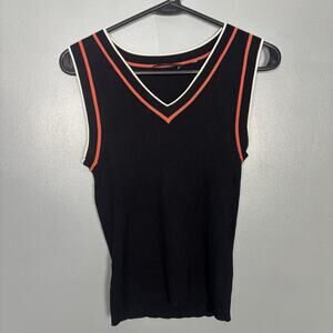 Vintage Y2K CYRUS Women’s Silk Blend Sleeveless Tank Top Shirt Black Small White